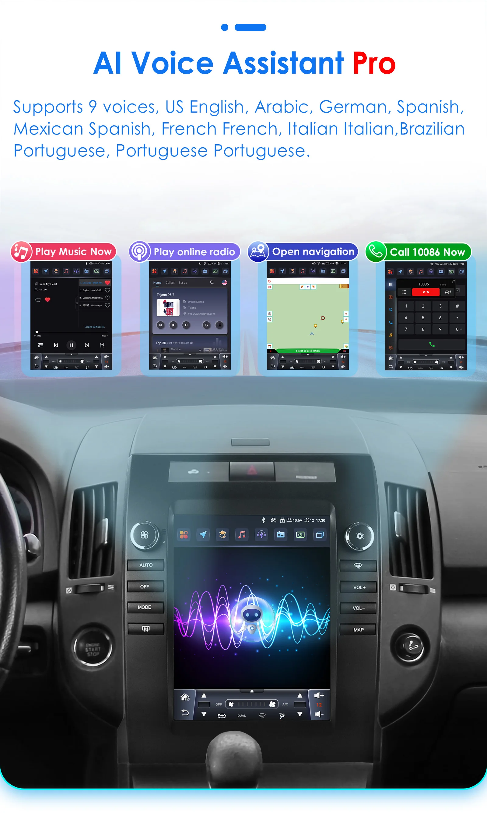 Hizpo 9,7" CarPlay Android Auto Autoradio für Toyota Verso 2004 - 2009 GPS Smart Multimedia Player Stereo 360 Kamera 4G WIFI RDS – Detail 20