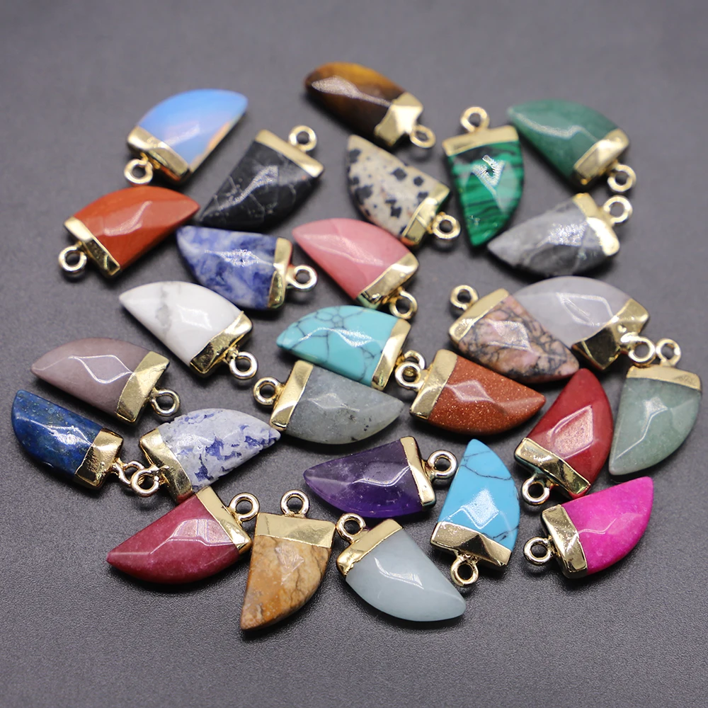 New Pure Natural Color Stone Wolf Tooth Pendants Amulet  Amethyst Crystal Necklace Couple Jewelry Accessories Wholesale 12Pcs