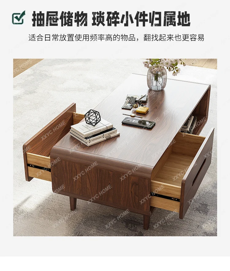 JJAll Solid Wood Coffee Table TV Cabinet Modern Simple Low Ground New Chinese Living Room Video Cabinet