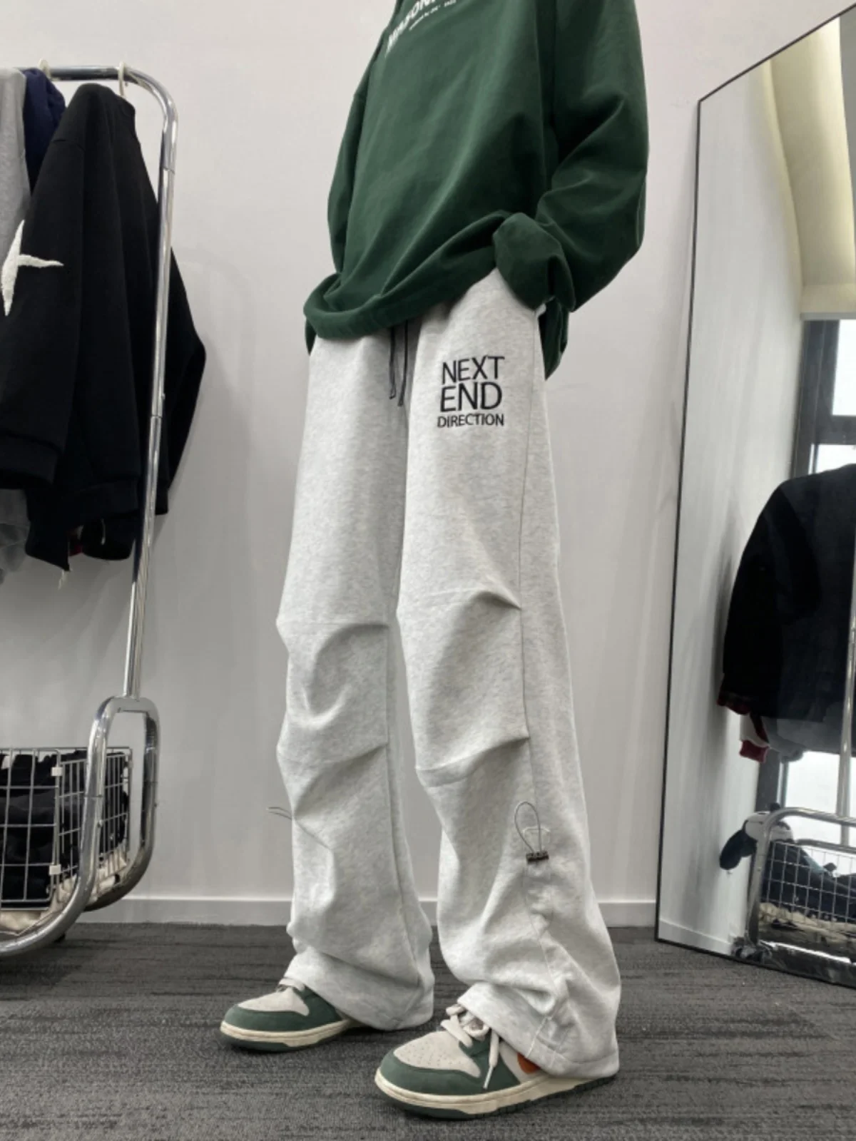 

Men's Oversize Casual Pants Spring Autumn Straight Leg Sport Sweatpants Drapey Wide Leg Pants Cool Haome Brand