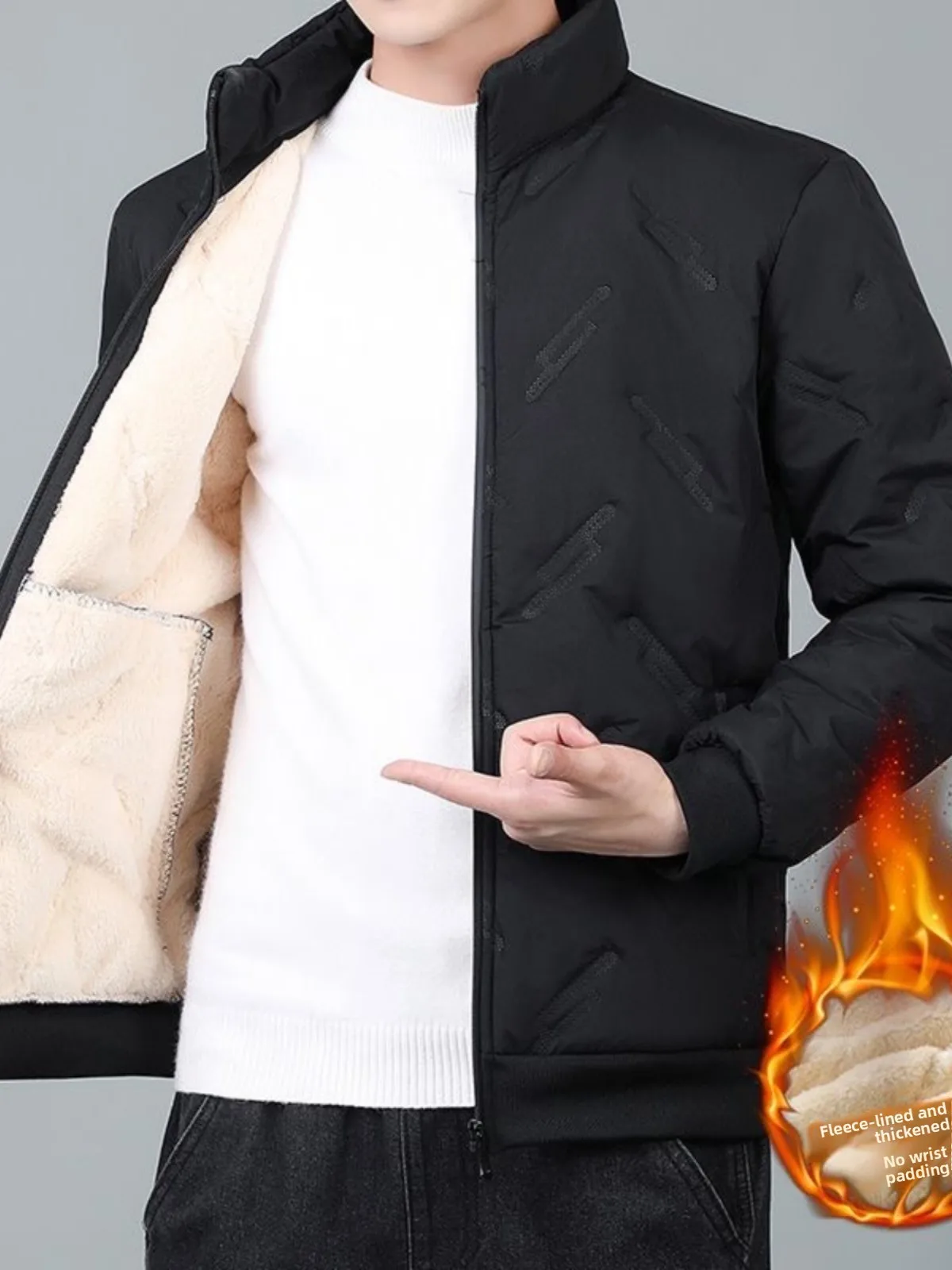 

Thiened Fce на подкладке, хлопковое пальто свободного покроя, мужское теплое ветрозащитное осенне-зимнее бархатное пальто из овчины, молодежная мода