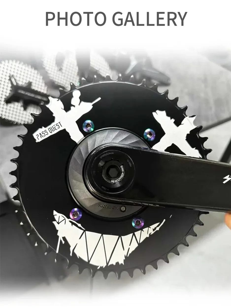 AliExpress MEROCA PASS QUEST Narrow-Wide Chainring 110BCD 4-Bolt - Laser-Etched Chessboard/Devil Smiley Face Graphics Bicycle parts