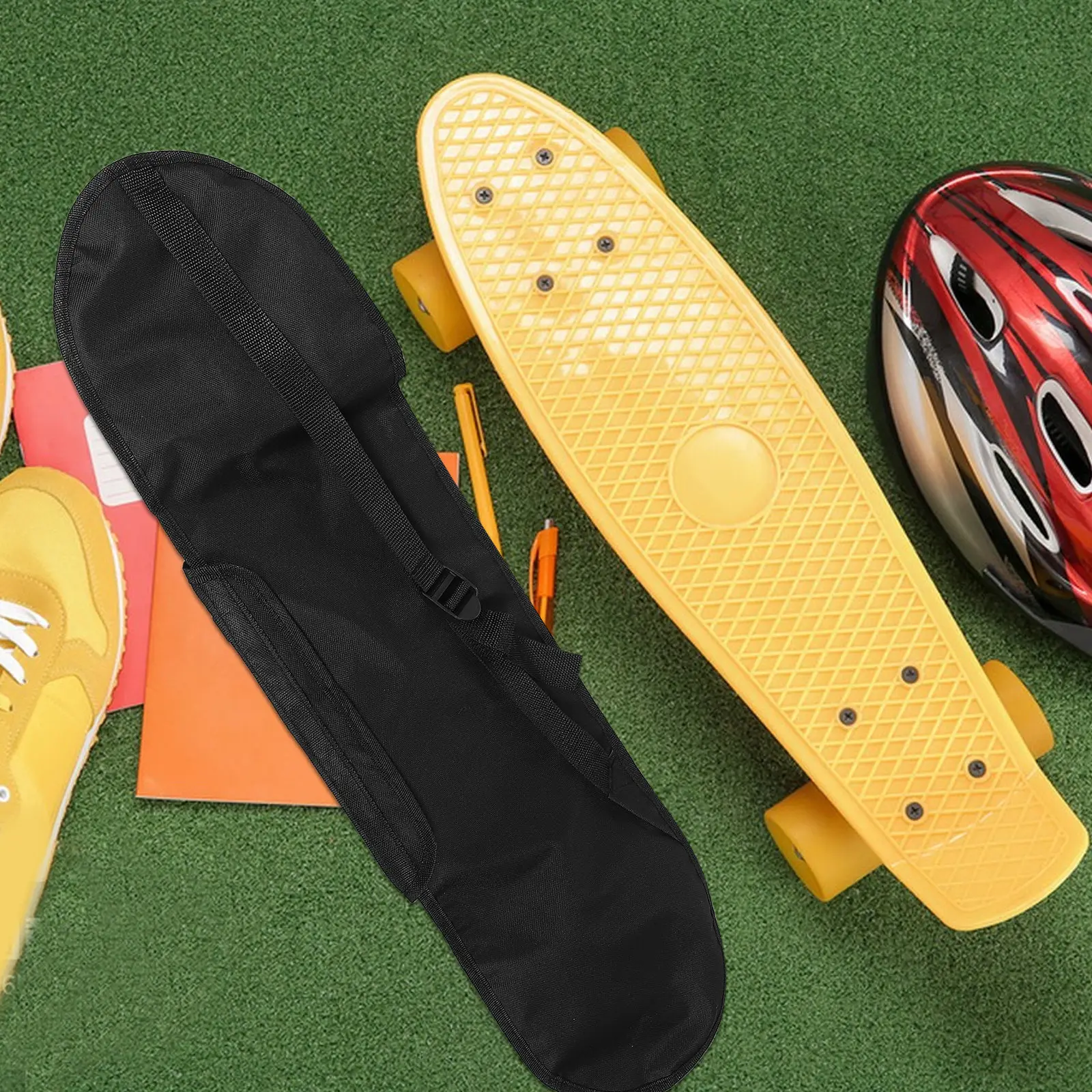 

Skateboard Bag Large Capacity Breathable Mesh Single Shoulder Strap Outdoor Sports Travel Skateboard Sling Bag Portable Carry