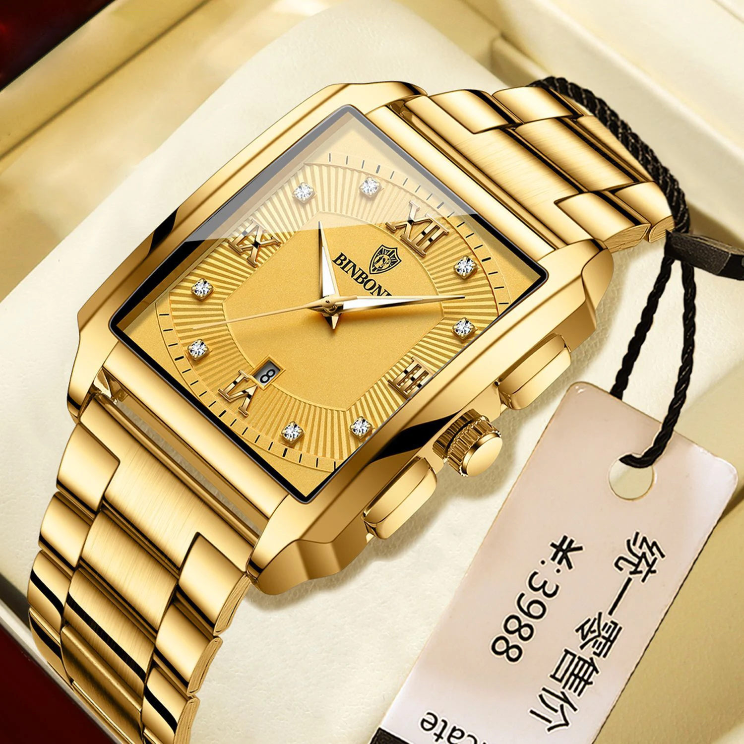 

ZH210 Новые прямоугольные мужские часы со стальной полосой, водонепроницаемый и простой спортивный календарь, кварцевые часы, мужские часы