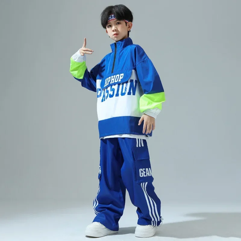 Mädchen Hip Hop Crop Jacke Feste Cargo Hosen Kleidung Set Kinder Jazz T-shirt Street Dance Kontrast Jogger Kind Streetwear Outfits