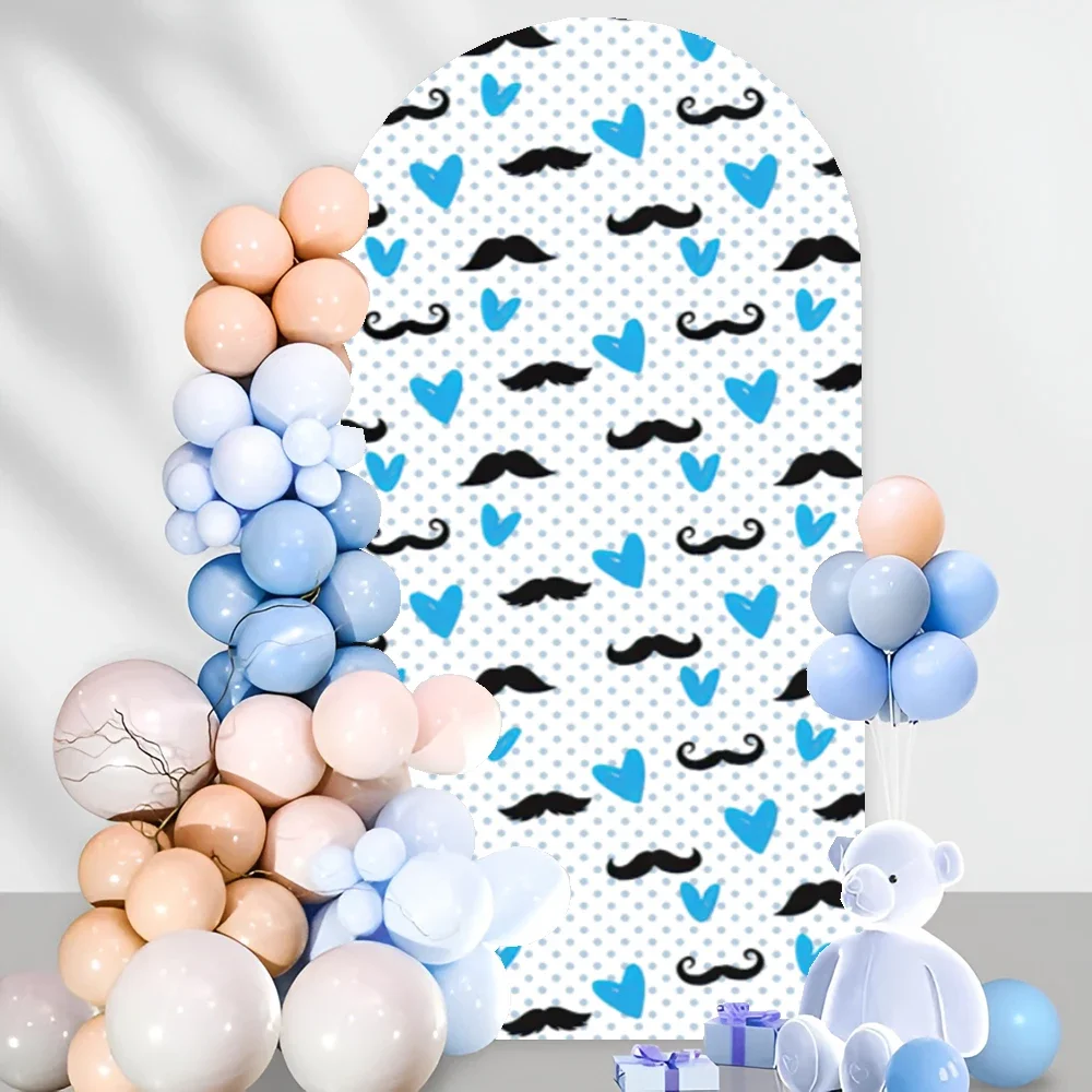 Mocsicka Mocsicka قوس الخلفيات غطاء الوجهين استحمام الطفل حفلة عيد ميلاد ديكور بدلة سوداء ربطة العنق بوس خلفية الاستوديو