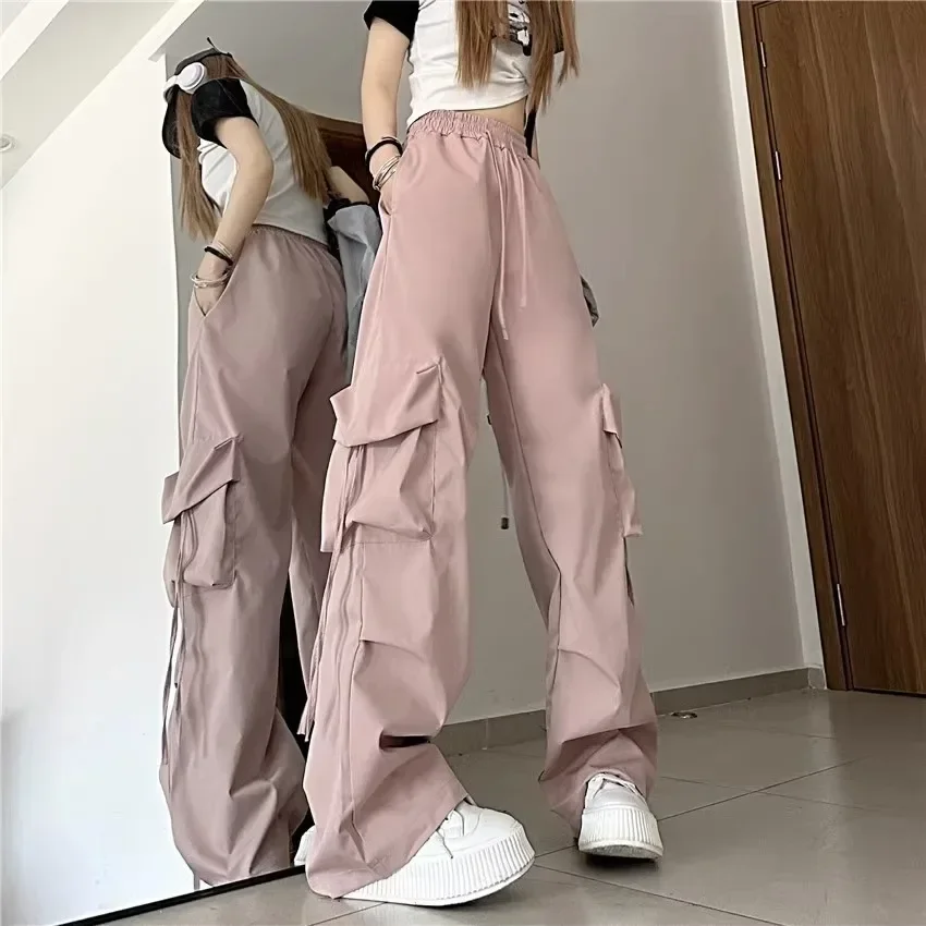 Neue Sommerhose für Teenager-Mädchen, locker geschnitten, mit hohem Bund und weitem Bein, für Studentinnen, gerade geschnittene Hose, sportliche, bodenlange Freizeithose für Damen. – Detail 7