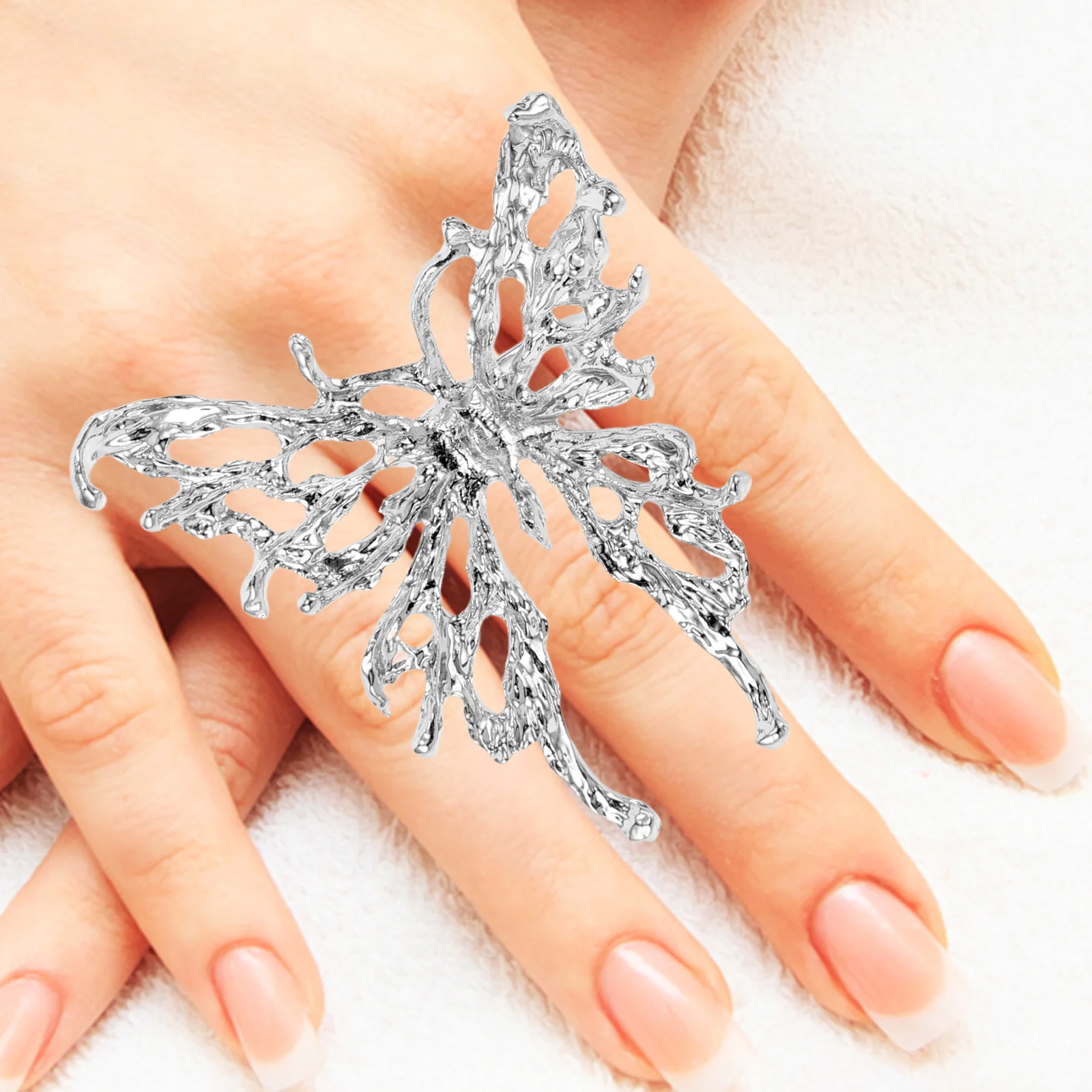 

2Pcs Punk Butterflies Rings Vintage Adjustable Jewelry for Women Nightclub Party Daily Stylish Accessories