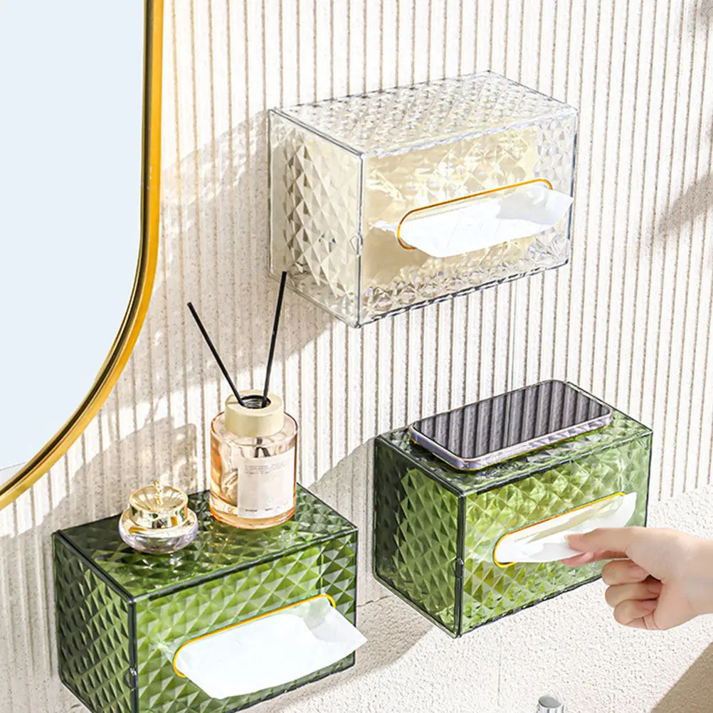 No-Drill Tissue Box for Living Room & Desktop – Sturdy Napkin Storage Case, Paper Towel Organizer
