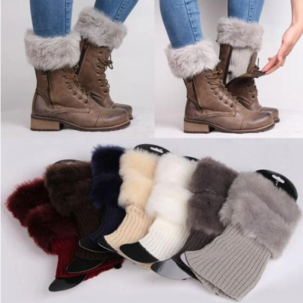 

One Size Knit Boot Liners Soft Acrylic Cuffs Warm Leg Protectors for Women Trendy Winter Foot Accessories Comfortable Stretch