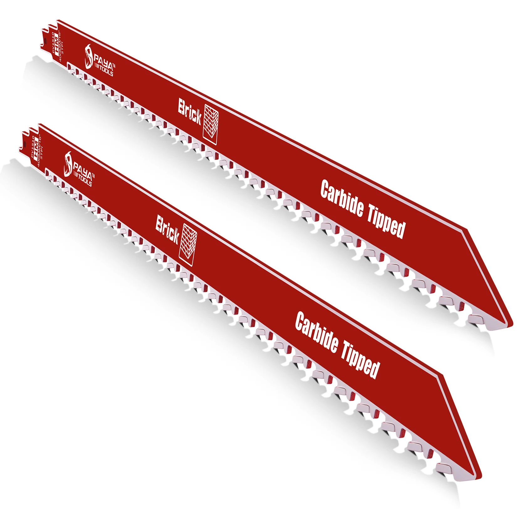 

PAYA 2PCS-PACK 16Inch 400MM 2TPI Carbide Tipped Reciprocating Saw Blades for Brick Tile Masonry Cement Cutting