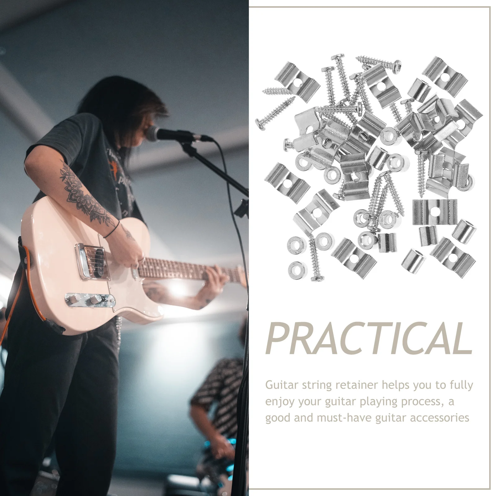 

10 set Guitar String Retainer Metal Electric Guitar Headstock Tension Fixing Tool Durable String Tree Retainer For Stable Tuning