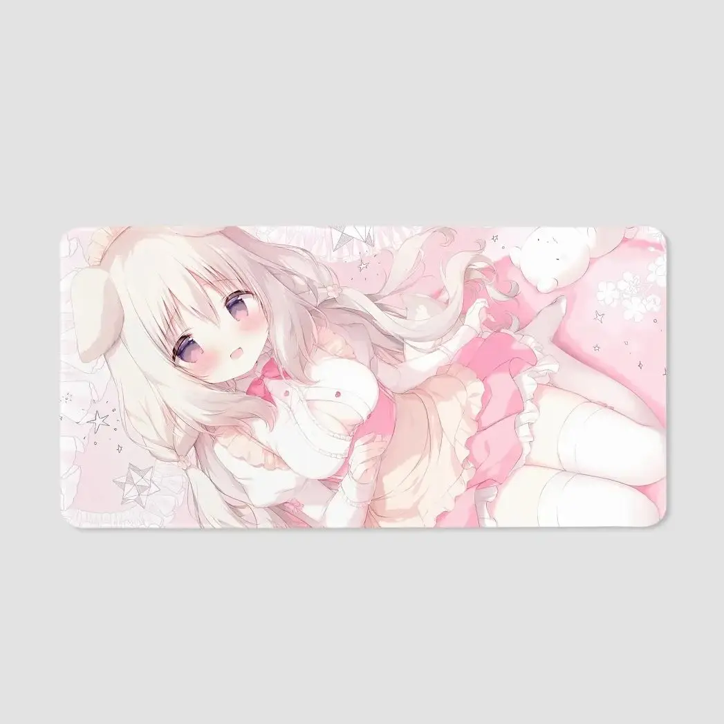 Pink Cute Anime Girl Mouse Pad Creative Cartoon Office Dormitory Decoration Carpet Kawaii Notebook Anti Slip Mat Makeup Desk Mat