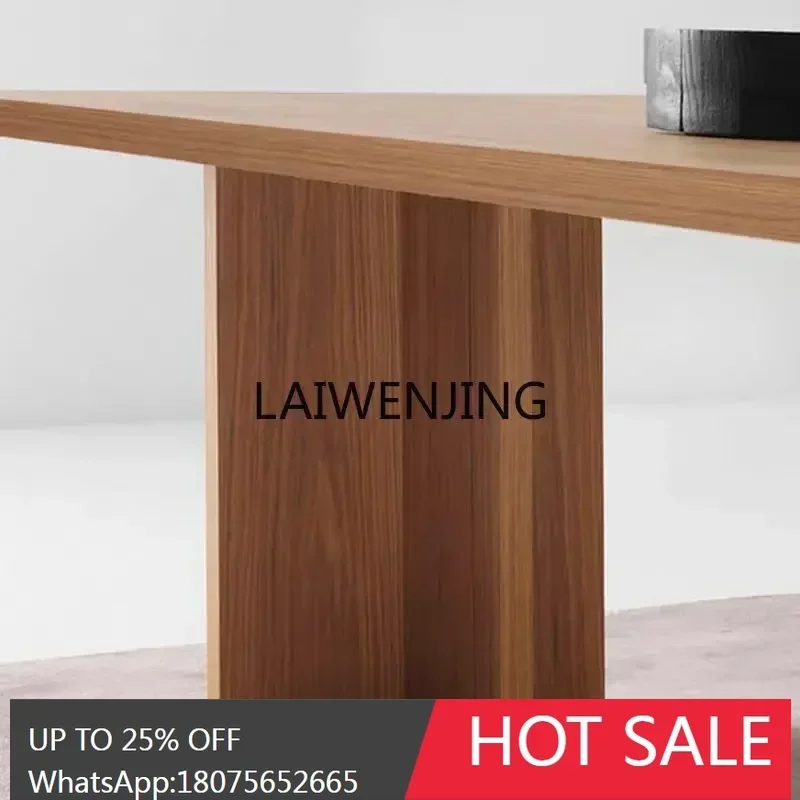 Nordischer Esstisch aus massivem Holz, Wabi Sandy, einfacher Schreibtisch aus Holz