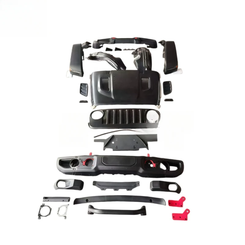 Automobile Modified Exterior Body Upgrade Kit, Mod Fittings With Front Bumper, Grille, Engine Hood, Side Skirt And Bar Guard Rep