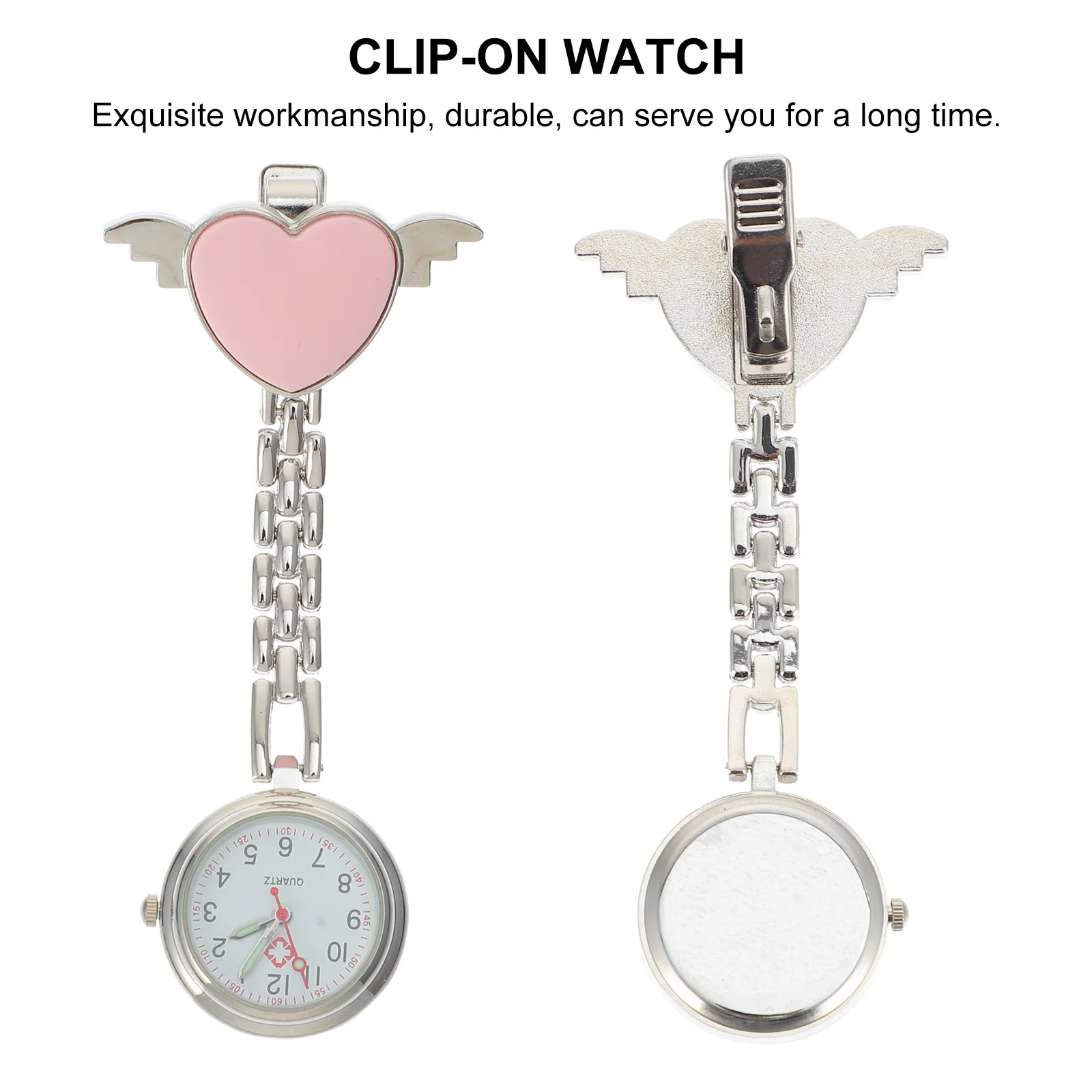 

Nurse Pocket Watch with Heart Design Luminous Dial Alloy Construction for Medical Workers Precise Timekeeping Portable Chic