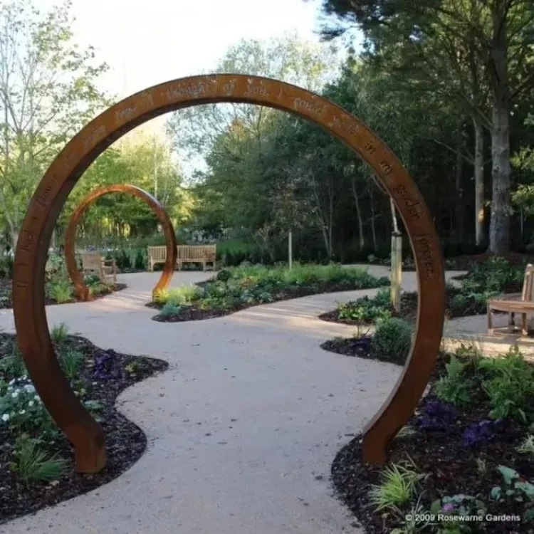 Corten Steel Villas Arch Metal Moon Gate for Backyard Gardens Decorative Large Metal Garden Moon Gate