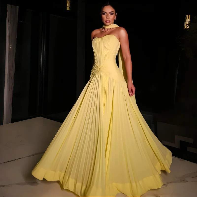 Yellow Strapless Pl…