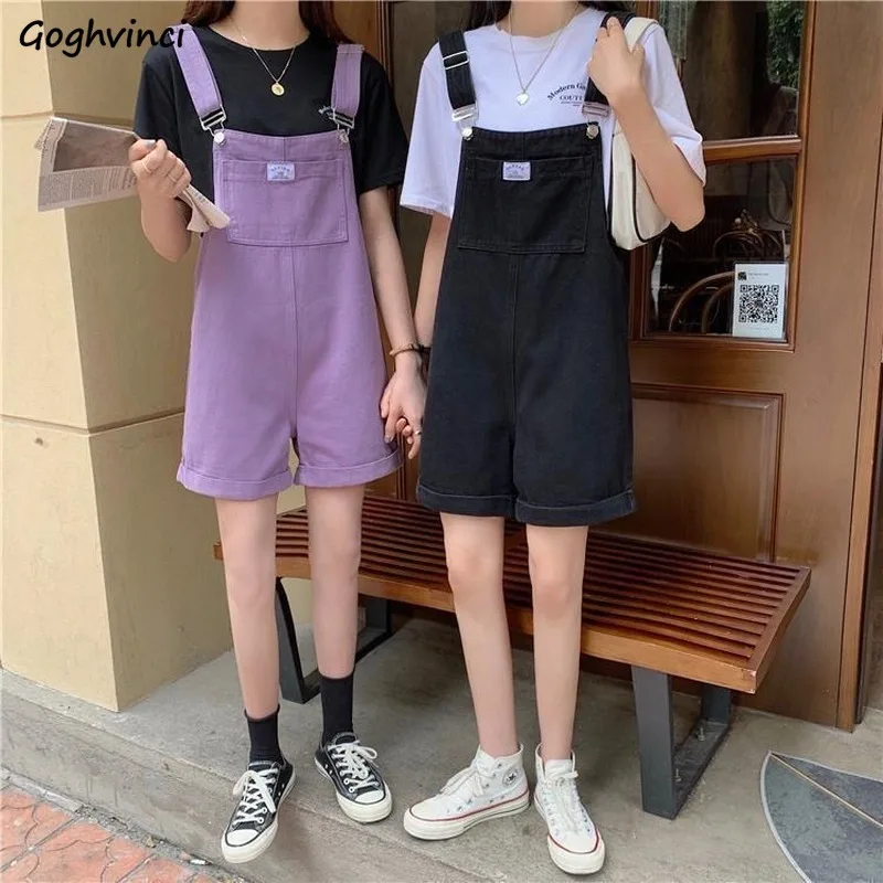 Rompers Women Suspender Roll Up Hem High Waist Loose All-match Sweet Girls Chic Hot Sale 2XL Leisure Popular Korean Simple New