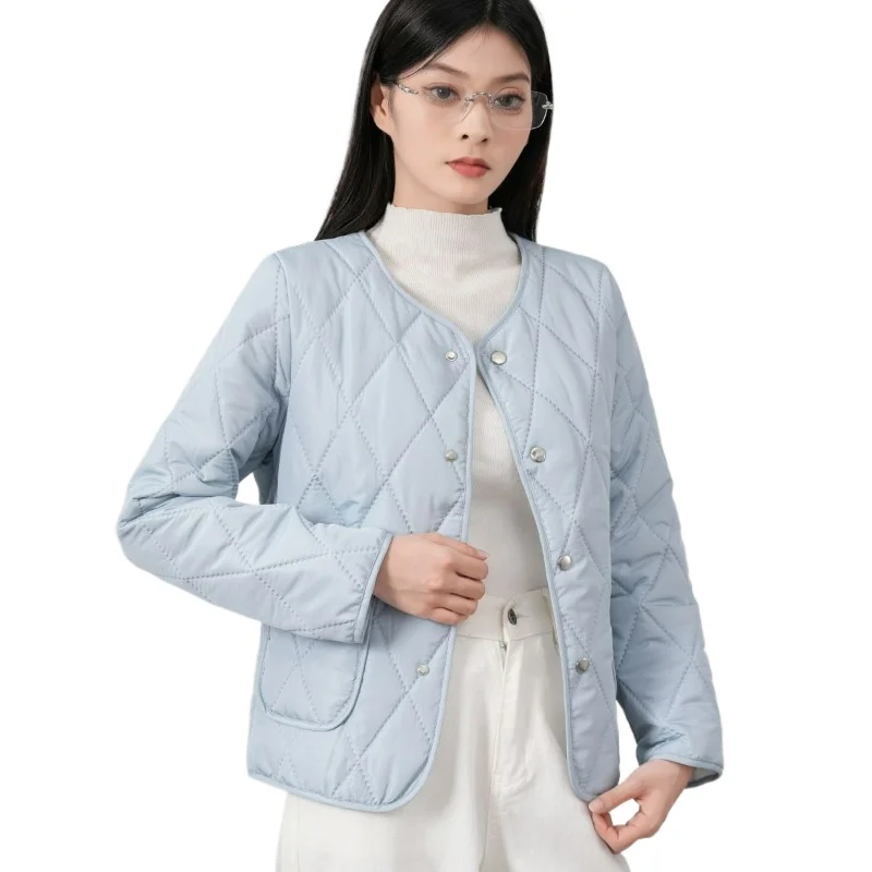 

Однотонная стеганая куртка с ромбовидным узором, утягивающая фигуру, осенняя новинка, модная подкладка, утепленная верхняя одежда для женщин