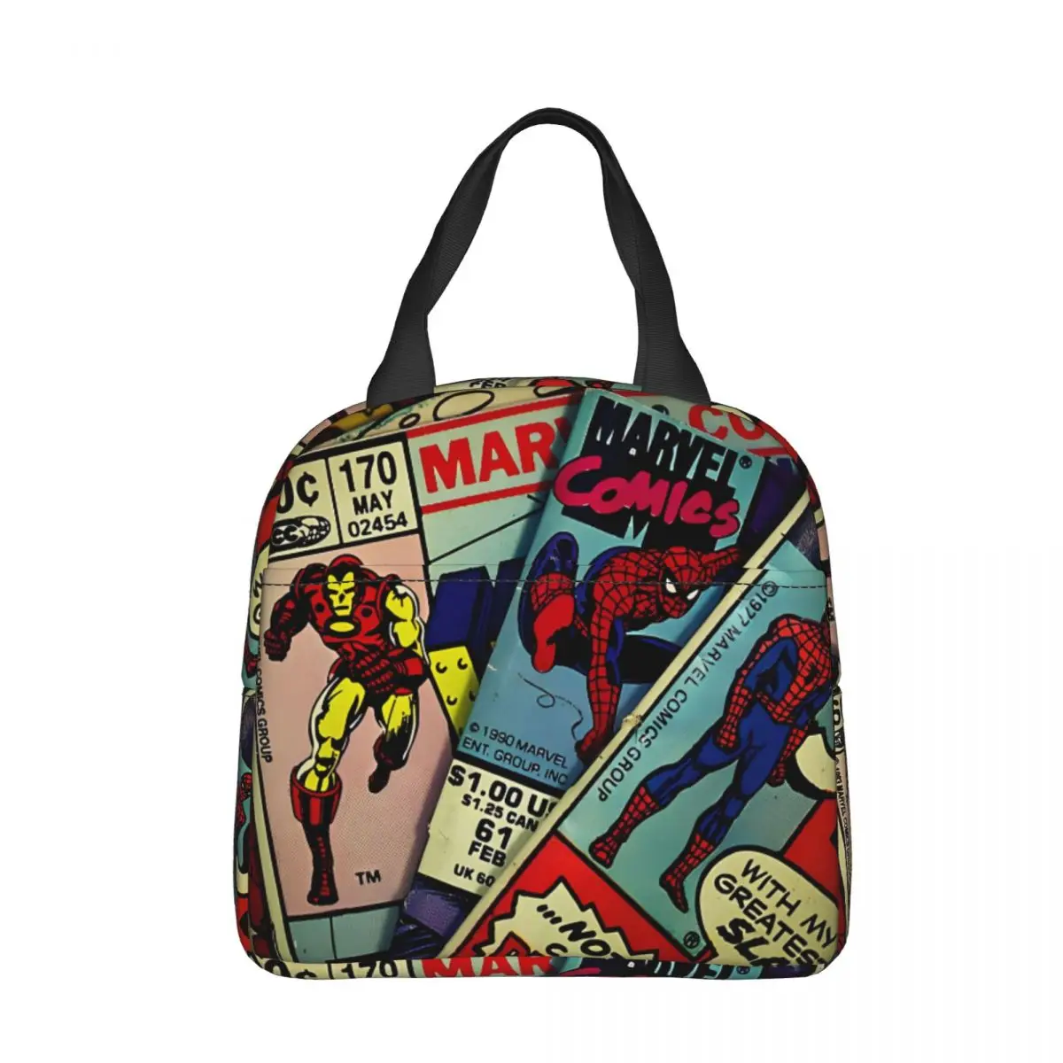 Spiderman Spiderverse Superhero Comics Insulated Lunch Bag Cooler Bag Lunch Container Portable Tote Lunch Box Girl School Picnic