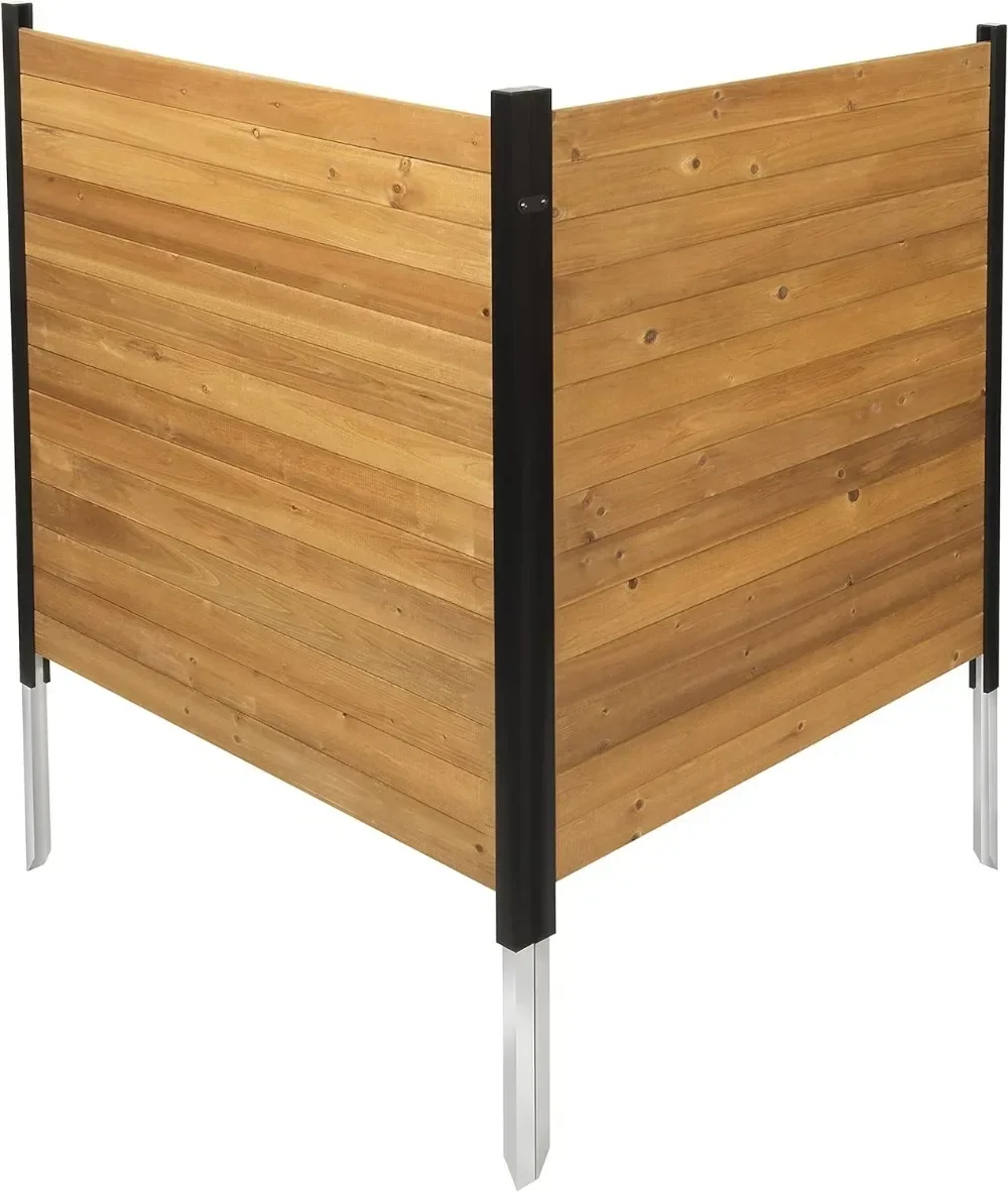 

For Wood Outdoor Privacy Fence Screen Slatted No-Dig Kit 38" W x 42" H, 2 Panels