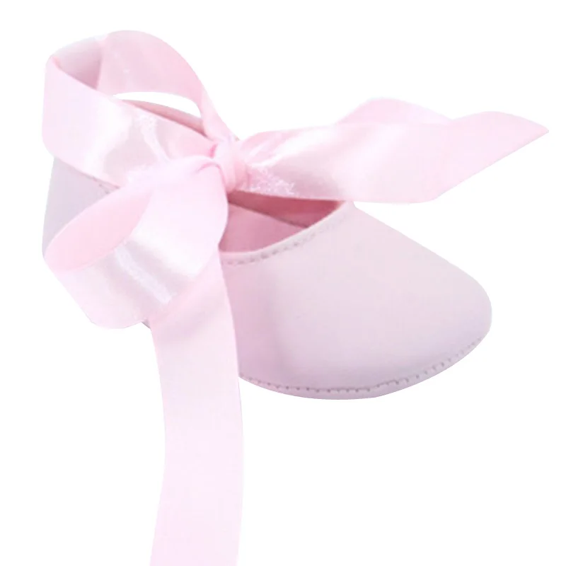 

New Lovely Pink Baby Girls Shoes Infants Ribbon Bowknot Ballerina Booties Fashion Newborn Princess Shoes First Walkers