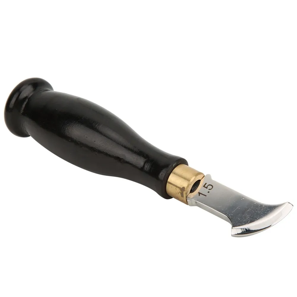 Fan-Shaped Head Leather Edge Creaser Stainless Steel Body Sandalwood Handle Edge Marking Tool Black Wood Handle