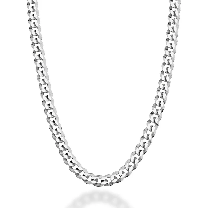 

Solid 925 Sterling Silver 5mm Diamond Cut Cuban Link Chain - Hypoallergenic Unisex Necklace for Women Men