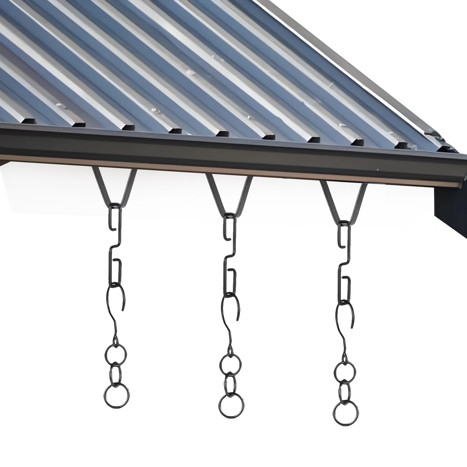 

Rain Chain Hook Metal Adapter for Outdoor Chains Fitting Iron Gutter Parts Durable Safe Practical V Shape Installation Drainer