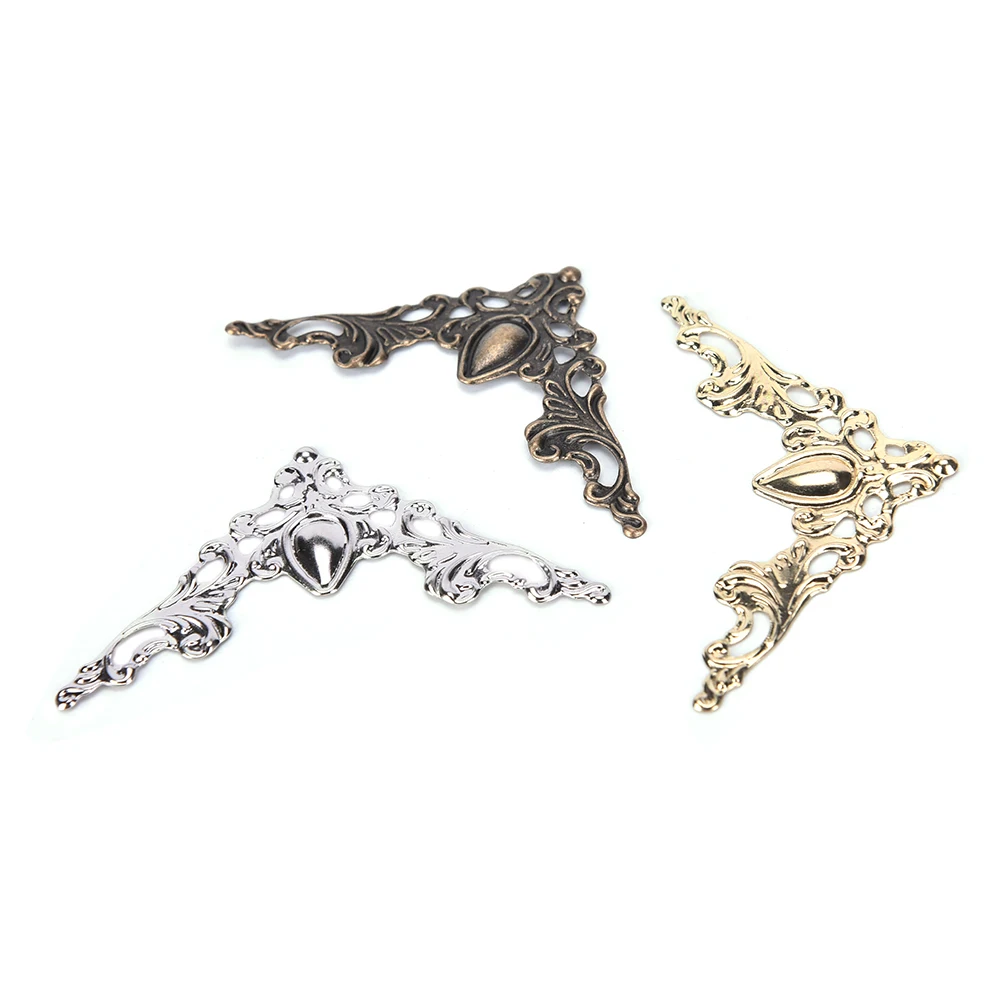 12PCS Book Corner Protector Metal Box Book Scrapbook Album Corner Decorative Protector Cover For Antique Brass Jewelry Box