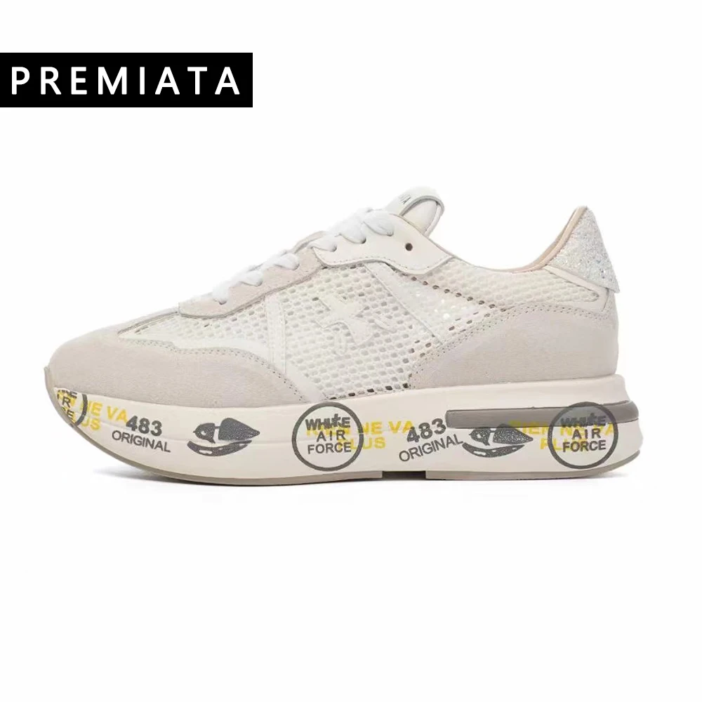 PREMIATA-Suede Mesh Lightweight Breathable Sneakers, Classic Trend, Simples Versátil, Low-Top, Lace-Up Life, sapatos casuais, nicho retro