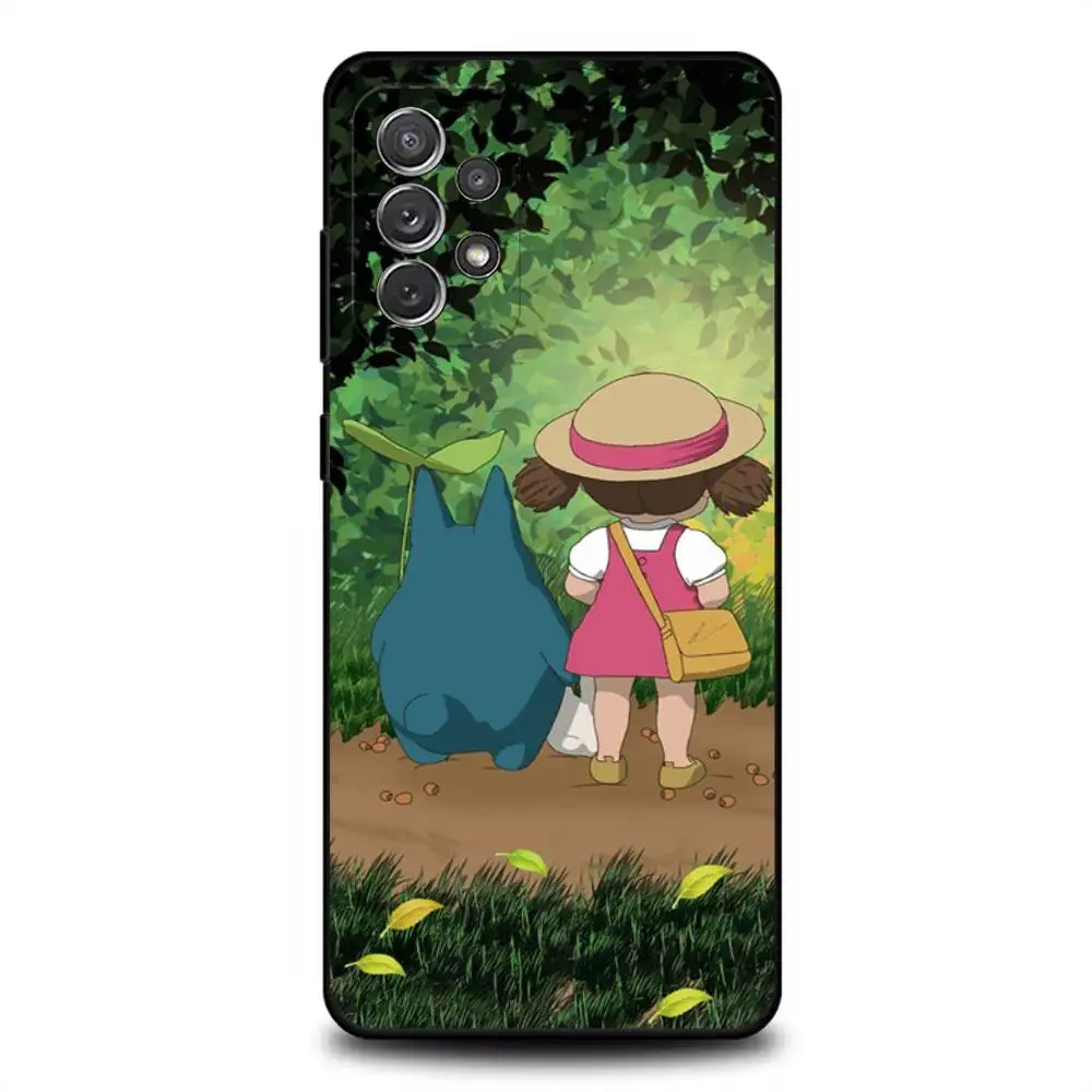 حافظة هاتف CUTE T-TotoroS-ES لهاتف سامسونج S 25,24,23,22,30,21,10,9,Ultra,Plus,Lite,FE,4,5G حافظة ناعمة سوداء