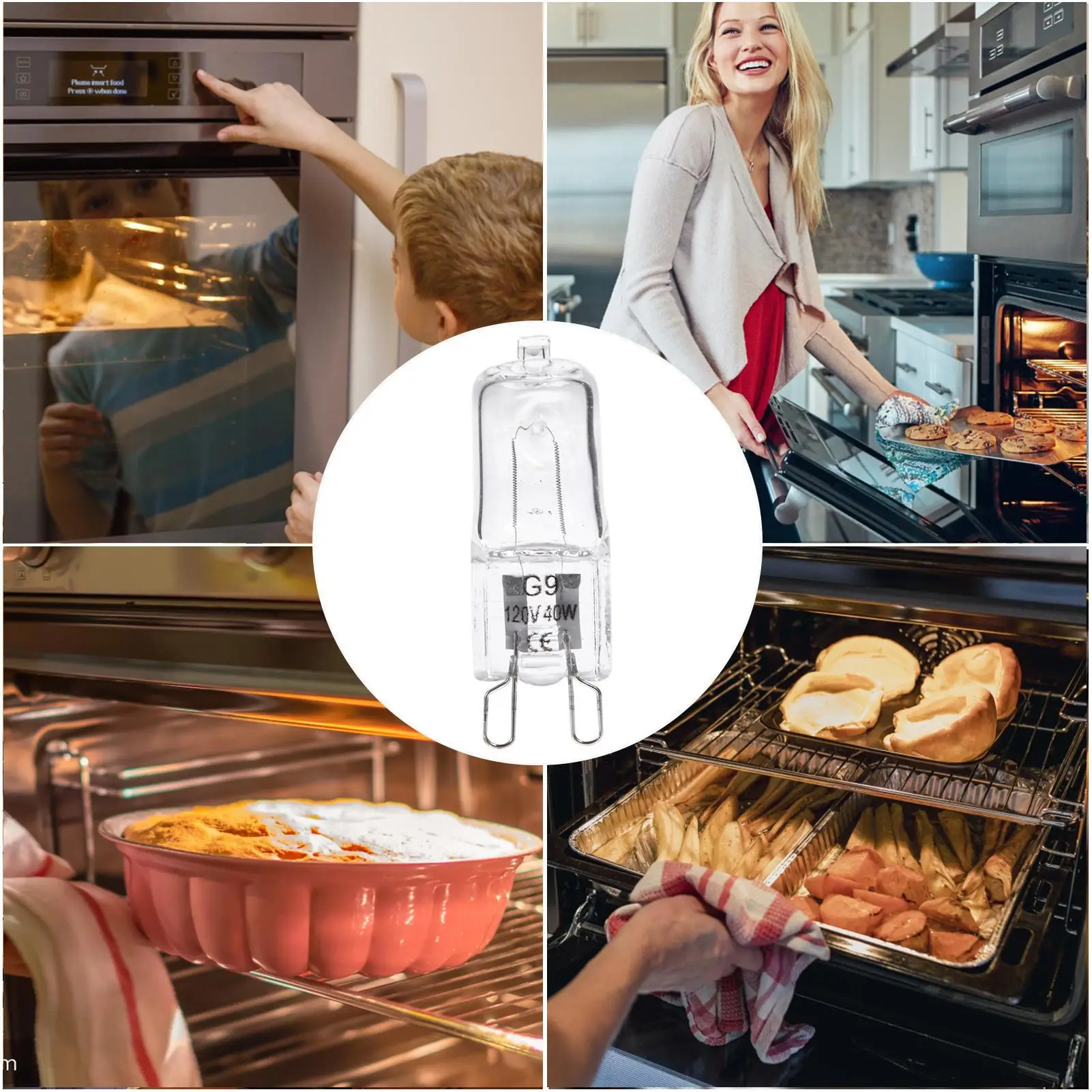 40W G9 Oven Light High Temperature Resistant Durable Halogen Bulb Lamp 350 Lumen For Refrigerators Ovens Fans 110-130V/220-240V