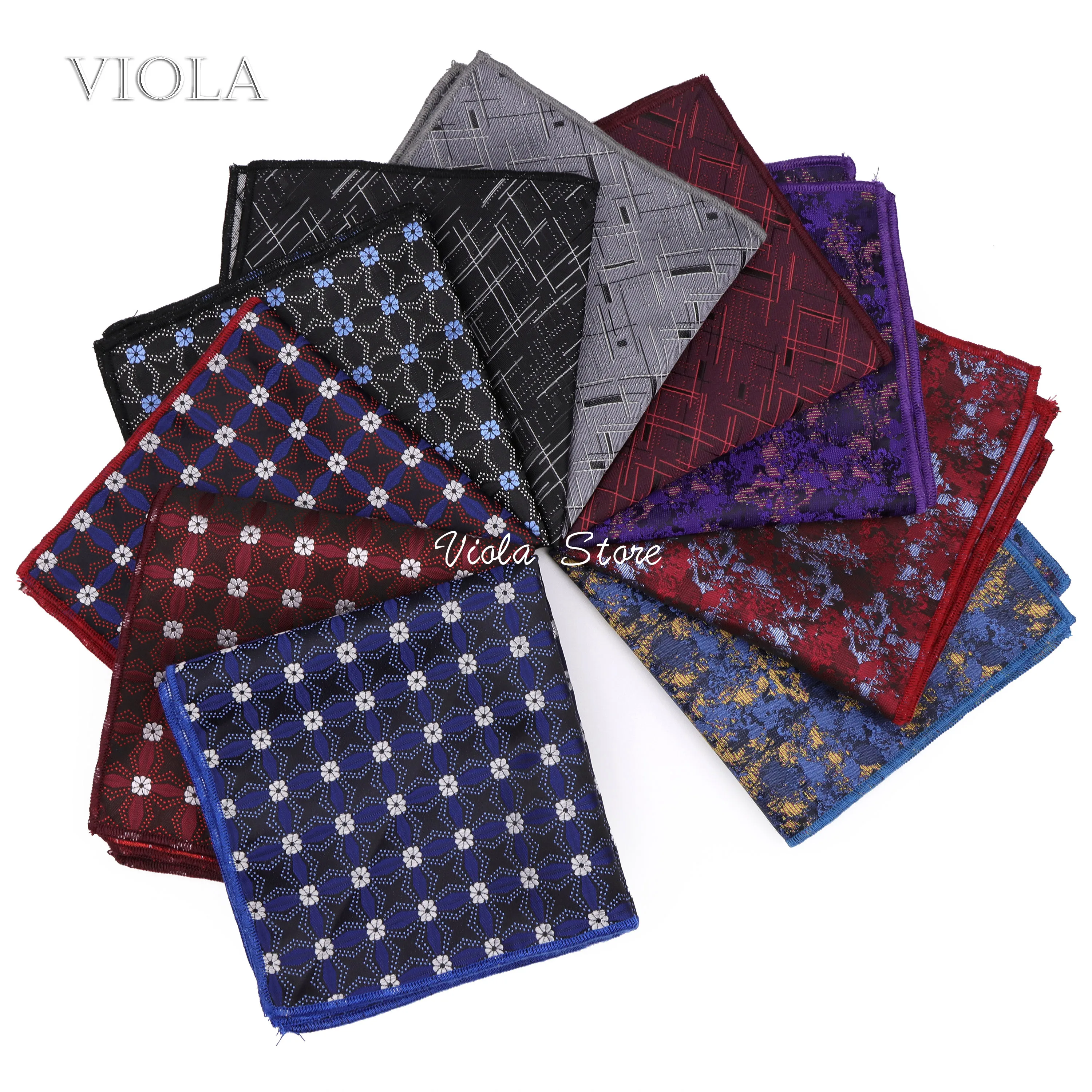 Fashion Floral Jacquard Handkerchief 24cm Polyester Mens Pocket Square Pink Blue Black Tuxedo Suit Wedding Party Accessory Gift