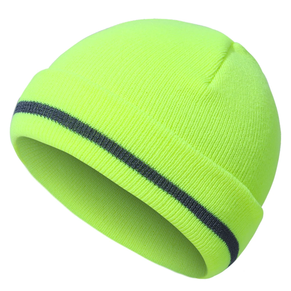 

Knitted Reflective Strip Warm Autumn Winter Riding Cap Acrylic Material Outdoor Outdoor Warm Sports