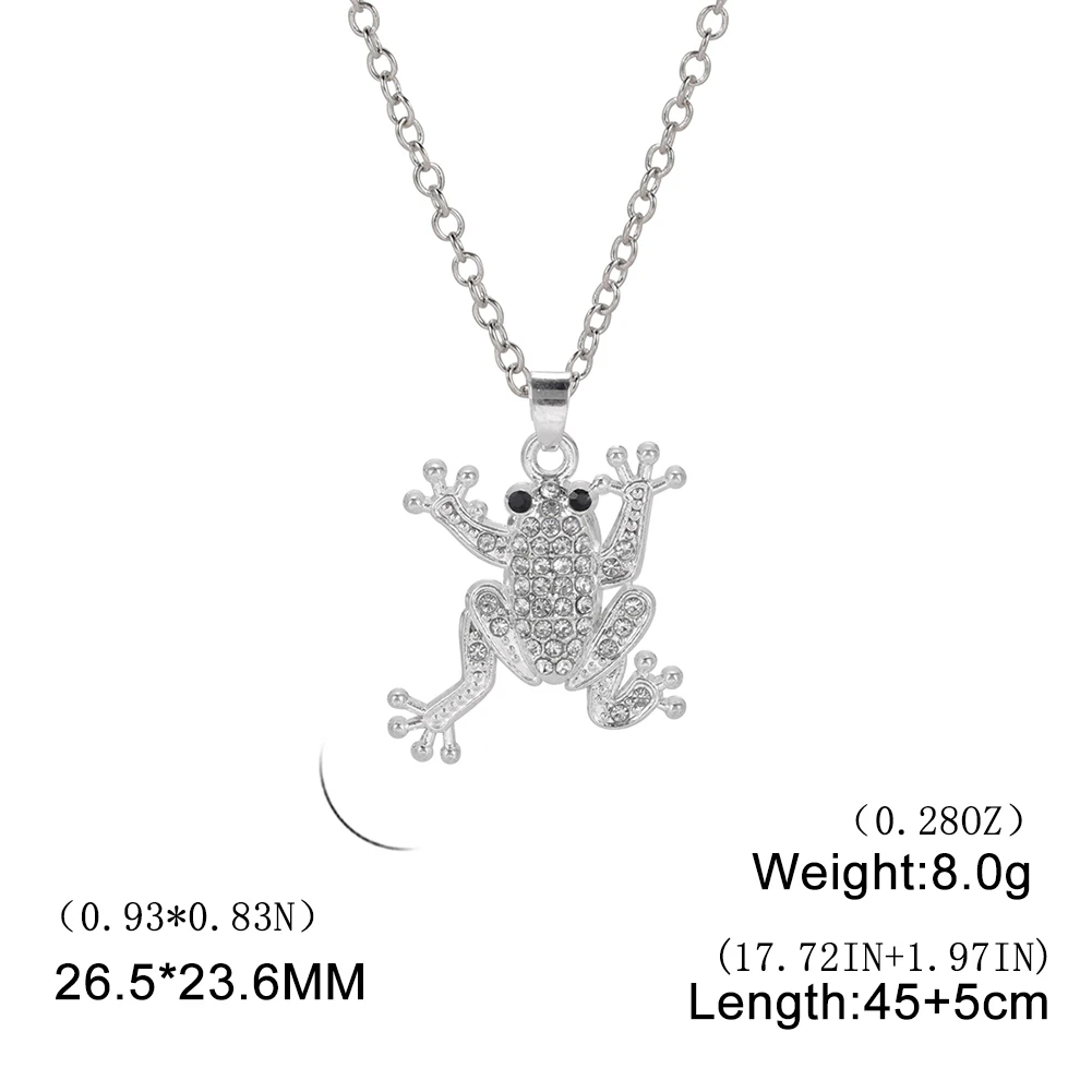 Fishhook Green Frog Necklace Animal Chain Pure Crystal Zircon Gift For Man Woman Kid Baby Child Luxury Jewelry