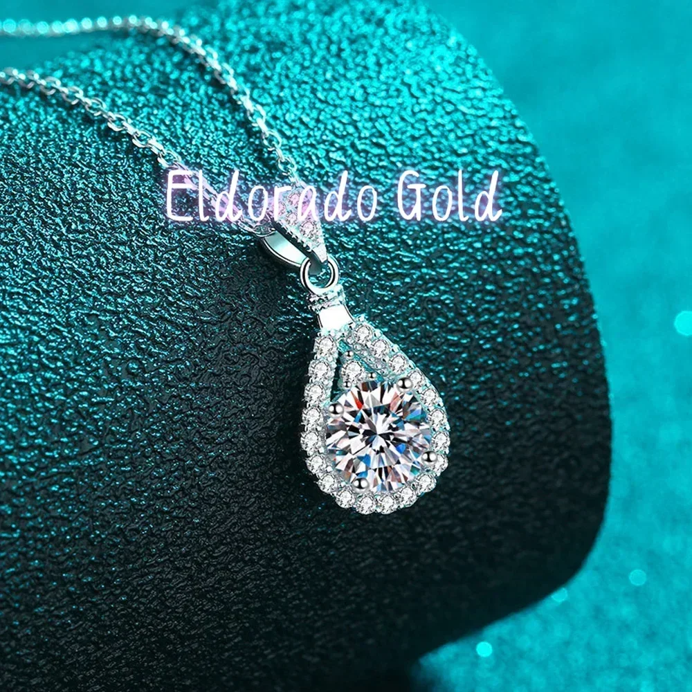 

Eldorado Gold New D VVS1 Moissanite Pandent Necklace for Woman Wedding Jewely with GRA 925 Sterling Sliver Plated 18k white Gol