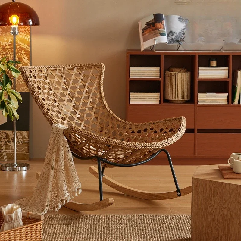 3 Rocking  Home Outdoor Leisure Rattan  Living Room Single Lazy Sofa Rocking