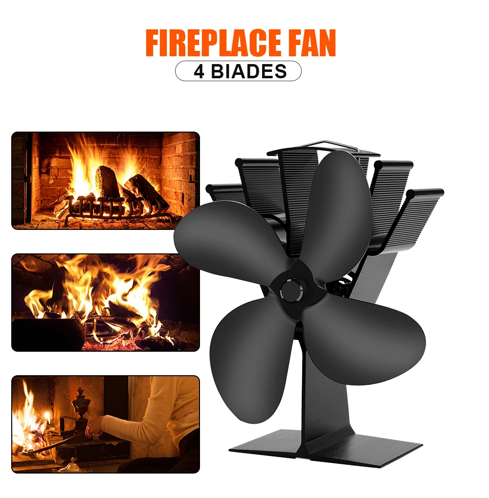 

4/5/7 Blade Stove Fan Heat Powered Log Wood Burner Fireplace Fan Eco-fan Quiet Home Heater Winter Efficient Heat Distribution