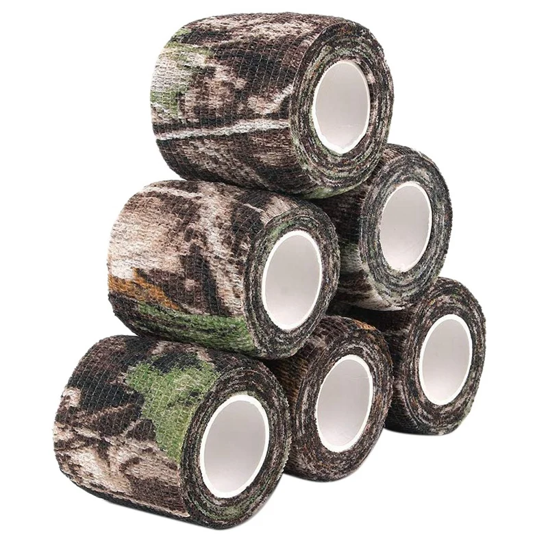 6 rolka taśma maskująca Cling Scope Wrap Camo elastyczna bandażowa taśma samoprzylepna na Camping polowanie Bike Telescope