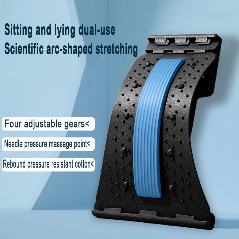 4-Level Adjustable Back Stretcher Lumbar Support Massage Roller with Sponge Strip for Spine Relax Home Office Yoga Aid