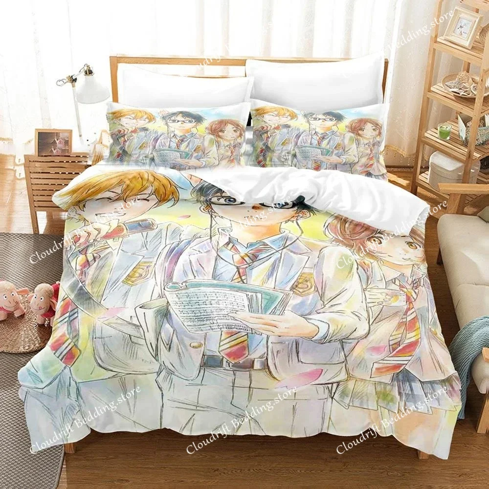 3D Anime Your Lie In April Bedding Set Kaori Miyazono Duvet Cover Bedroom Comforter Twin King _Size Quilt Cover Home Textiles