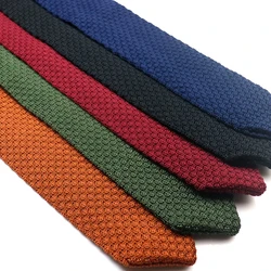 New Fashion 7cm Width Solid Black Neckties For Men Knitted Neck Tie Classic Green Red Color Casual Daily Wear Tie Wedding Cravat