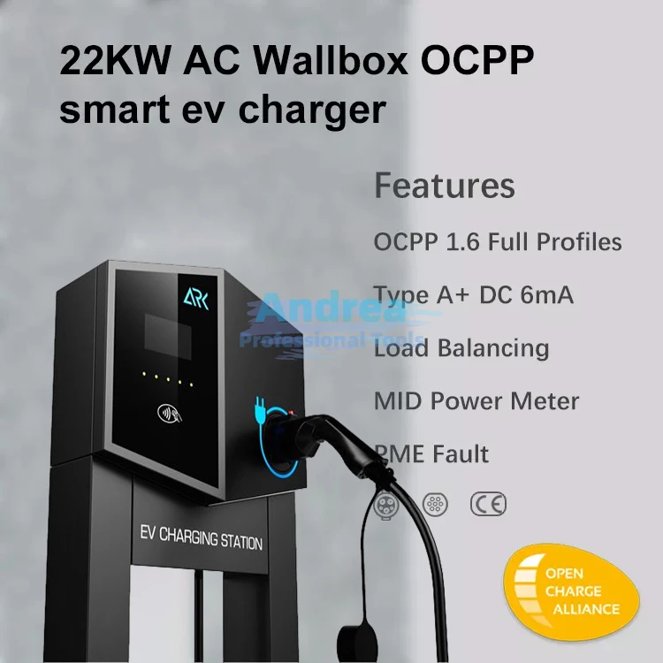 Smart Floor-mounted 22kw 32A type 2 3phase  OCPP 1.6 AC EV Charger EV Charging Point for car