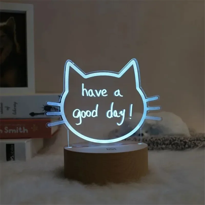 Veilleuse LED créative pour tableau de notes, babillard USB, lumière de vacances avec stylo, cadeau pour enfants, décoration de petite amie, lampe de nuit