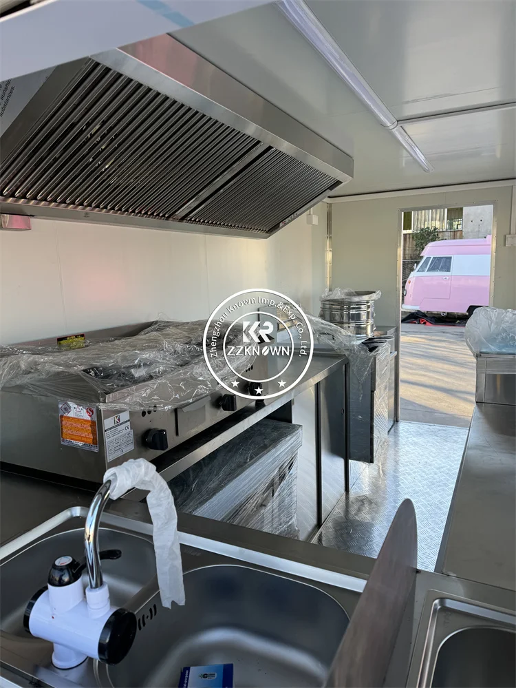Concession Food Truck Trailer, voll ausgestatteter Catering-Anhänger, Eiscreme-Wagen, Straßensnack, Kaffee-Kiosk, Food Truck, mobile Küche