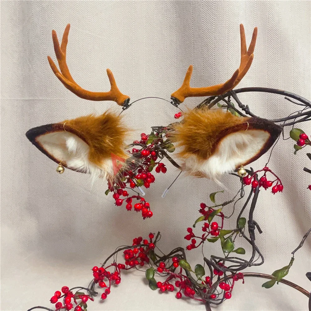 New Hand Made Work Halloween Deer Ears Horn Hairhoop Headwear Tail To Choose Brown Costume Accessories Custom Made