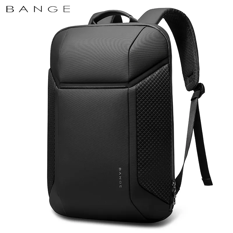 BANGE 15.6-inch Business Laptop Men\'s Backpack Large Capacity Simple Style Backpack Surface Waterproof with USB Charging Port