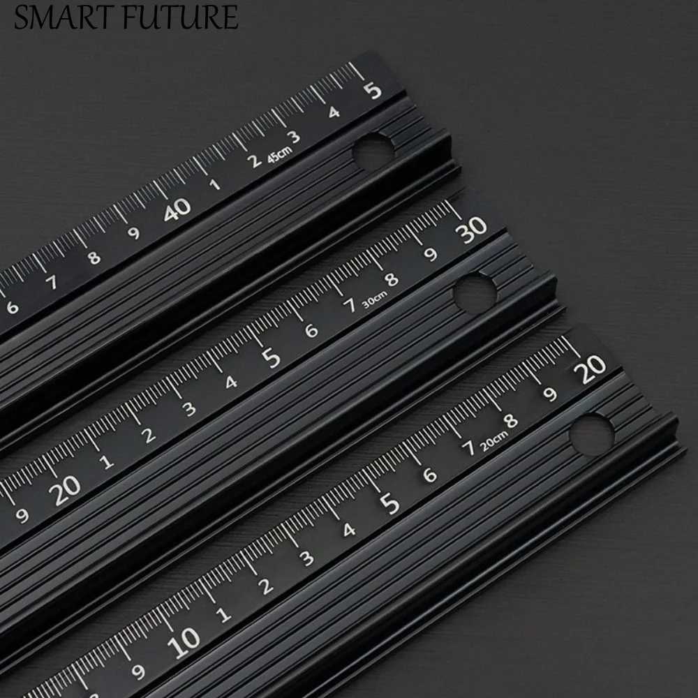 

High Precision Aluminium Alloy Ruler Cut-Resistant Ink Penetration Protection Straight Ruler Measuring Protective 20/30/45cm